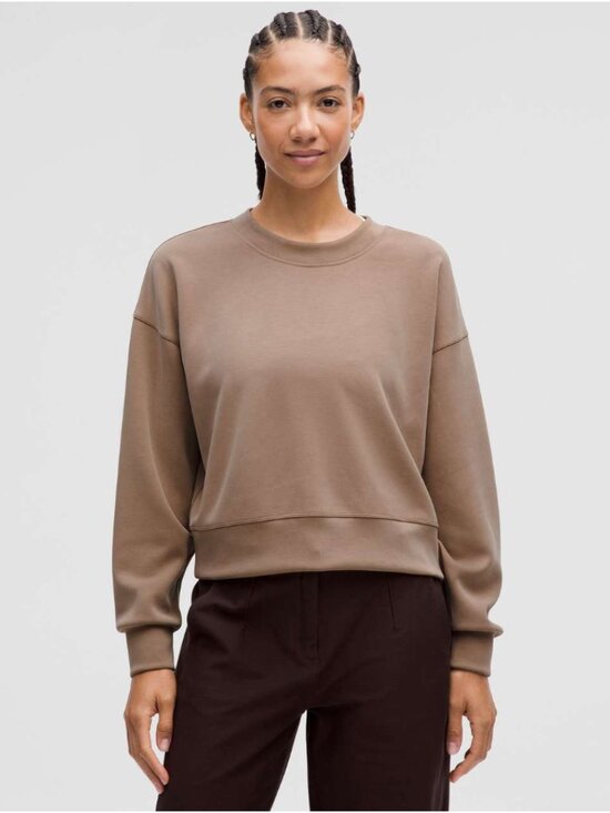 lululemon athletica Sweaters - Lululemon Softstreme Perfectly Oversized Cropped Crew Taupetastic (NWT)